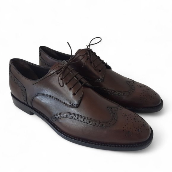 ALLEN EDMONDS Modigliani Wingtip Oxford Brogue Italy Leather Flex Brown 11.5 D - Picture 1 of 13